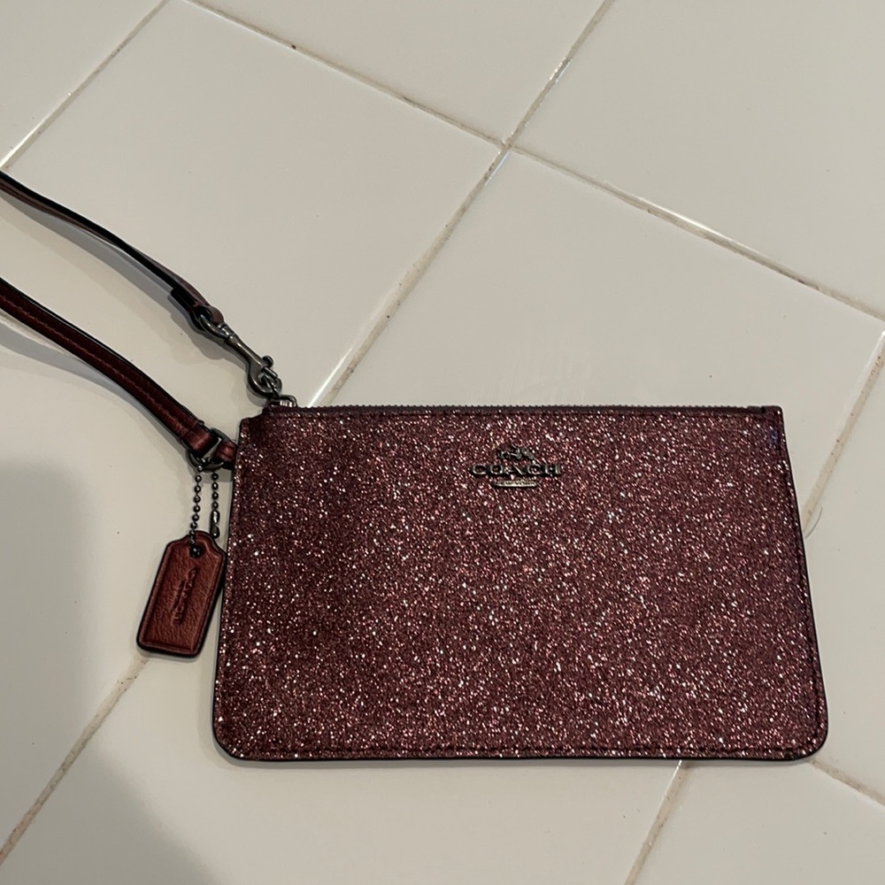 Coach purple sparkle clutch/wristlet